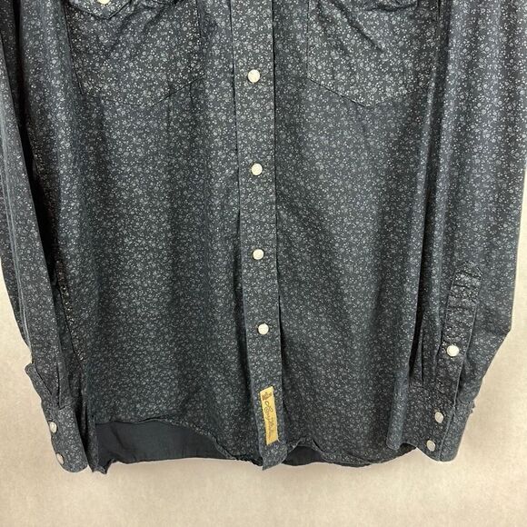 Larry Mahan Cowboy Collection Button Down Shirt Snaps Black Size XL - Picture 3 of 11